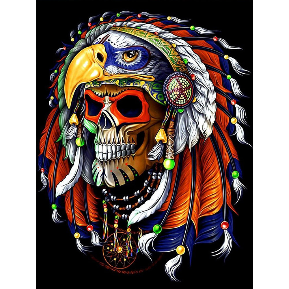 Indian Skull 30*40CM(Canvas) Full Round Drill Diamond Painting