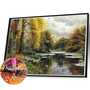 Landscape 60*40CM(Picture) Full Round Drill Diamond Painting