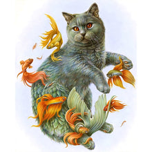 Load image into Gallery viewer, Cat In Fish 40*50CM(Picture) Full Round Drill Diamond Painting
