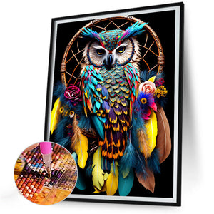 Owl Dream Catcher 30*40CM(Canvas) Full Round Drill Diamond Painting