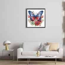 Load image into Gallery viewer, Blue Red Butterfly 30*30CM(Canvas) Partial Special Shaped Drill Diamond Painting
