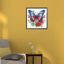 Load image into Gallery viewer, Blue Red Butterfly 30*30CM(Canvas) Partial Special Shaped Drill Diamond Painting

