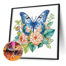 Load image into Gallery viewer, Blue Butterfly 30*30CM(Canvas) Partial Special Shaped Drill Diamond Painting
