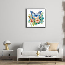 Load image into Gallery viewer, Blue Butterfly 30*30CM(Canvas) Partial Special Shaped Drill Diamond Painting

