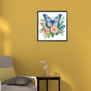 Blue Butterfly 30*30CM(Canvas) Partial Special Shaped Drill Diamond Painting