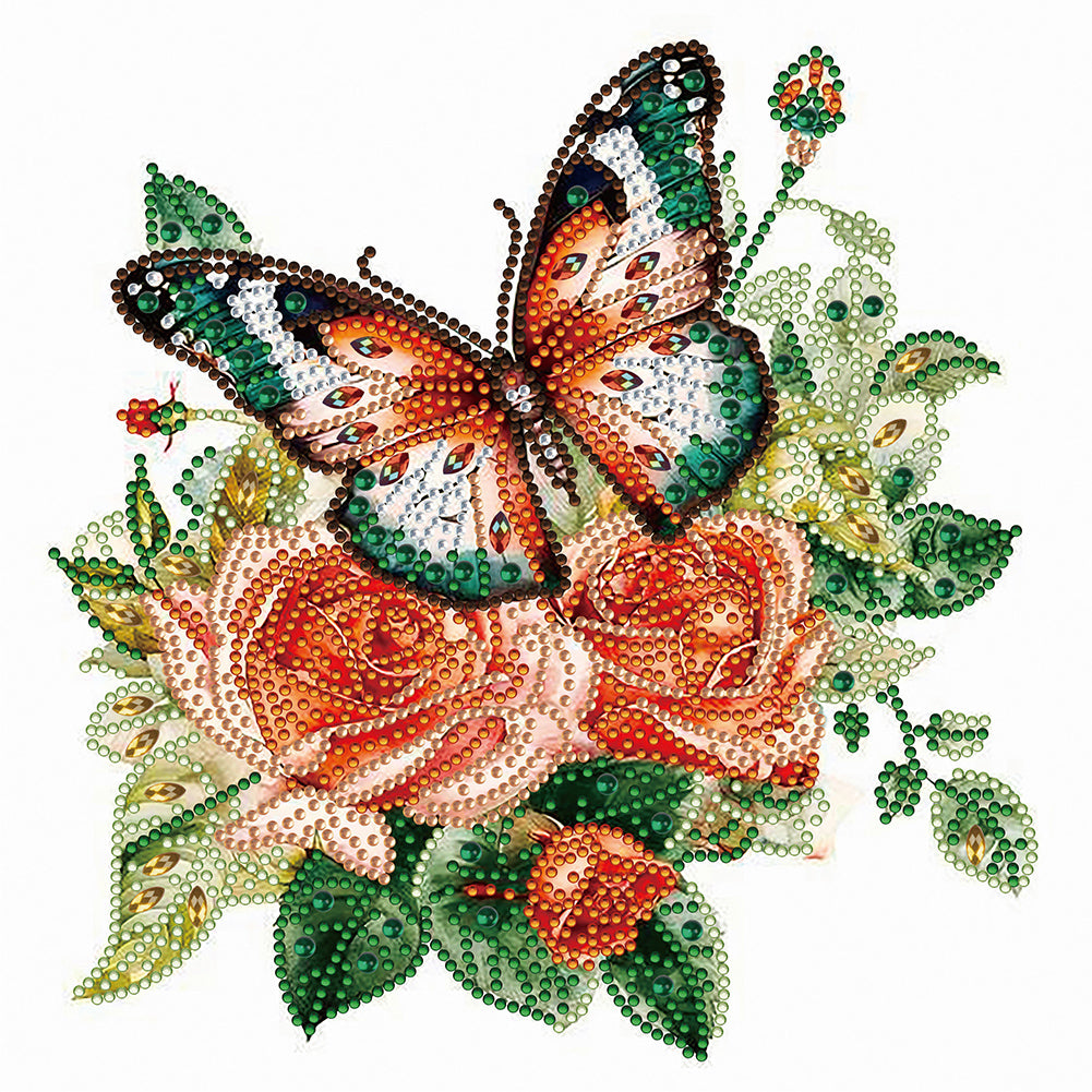 Green Butterfly 30*30CM(Canvas) Partial Special Shaped Drill Diamond Painting