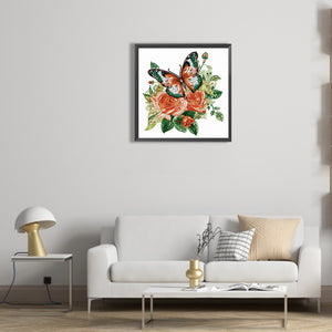 Green Butterfly 30*30CM(Canvas) Partial Special Shaped Drill Diamond Painting