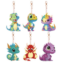 Load image into Gallery viewer, Diamond Dinosaur Key Chains 5PCS DIY Colorful Art Keychain (Multicolored Dragon)
