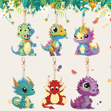 Load image into Gallery viewer, Diamond Dinosaur Key Chains 5PCS DIY Colorful Art Keychain (Multicolored Dragon)
