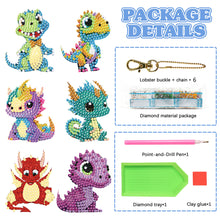 Load image into Gallery viewer, Diamond Dinosaur Key Chains 5PCS DIY Colorful Art Keychain (Multicolored Dragon)
