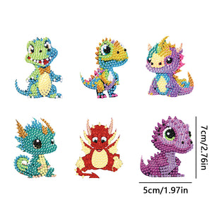 Diamond Dinosaur Key Chains 5PCS DIY Colorful Art Keychain (Multicolored Dragon)