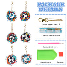 Load image into Gallery viewer, 6Pcs Diamond Art Keyring Set Double Sided Cartoon Special Shaped (Football)
