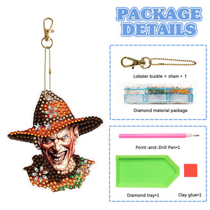 Diamond Full Drill Diamond Keyring 5PCS DIY Keychain Double Sided (#1)