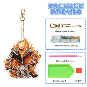 Diamond Full Drill Diamond Keyring 5PCS DIY Keychain Double Sided (#12)