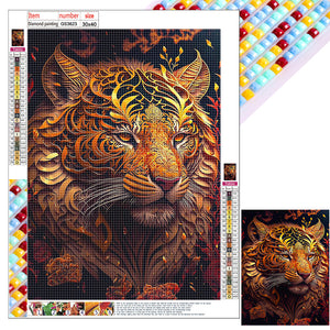 Black Gold Tiger 30*40CM(Canvas) Full Square Drill Diamond Painting