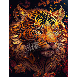 Black Gold Tiger 30*40CM(Canvas) Full Square Drill Diamond Painting