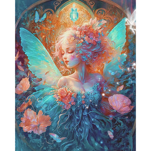 Butterfly Garden Girl 40*50CM(Picture) Full Round Drill Diamond Painting