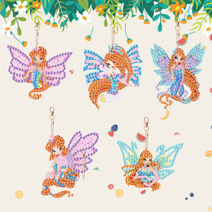Diamond Butterfly Painting Keychain Kits Double Sided 5PCS Colorful Art Keychain