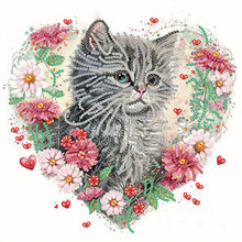 Load image into Gallery viewer, Love Flower Frame Cat 30*30CM(Canvas) Partial Special Shaped Drill Diamond Painting
