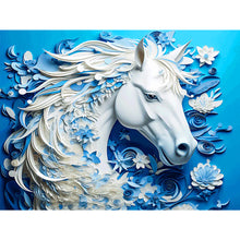 Load image into Gallery viewer, Paper Carved White Horse 40*30CM(Picture) Full Square Drill Diamond Painting
