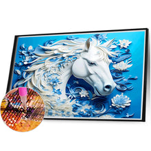 Load image into Gallery viewer, Paper Carved White Horse 40*30CM(Picture) Full Square Drill Diamond Painting
