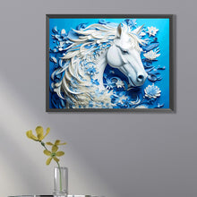 Load image into Gallery viewer, Paper Carved White Horse 40*30CM(Picture) Full Square Drill Diamond Painting
