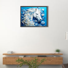 Load image into Gallery viewer, Paper Carved White Horse 40*30CM(Picture) Full Square Drill Diamond Painting
