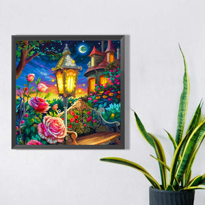 A Corner Of The Street Lamp Under The Castle ¡¤ Powder 40*40CM(Picture) Full Square Drill Diamond Painting