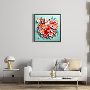 Butterfly And Paper Flower 40*40CM(Picture) Full Square Drill Diamond Painting