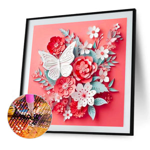 Butterfly And Paper Flower 40*40CM(Picture) Full Square Drill Diamond Painting
