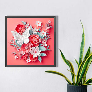 Butterfly And Paper Flower 40*40CM(Picture) Full Square Drill Diamond Painting