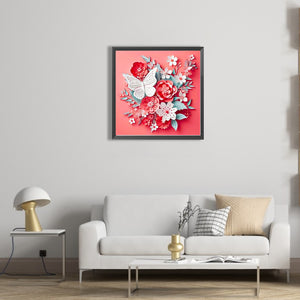 Butterfly And Paper Flower 40*40CM(Picture) Full Square Drill Diamond Painting