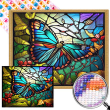 Load image into Gallery viewer, Stained Glass Butterfly 50*40CM(Picture) Full Round Drill Diamond Painting
