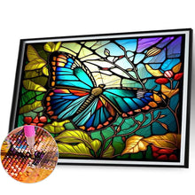 Load image into Gallery viewer, Stained Glass Butterfly 50*40CM(Picture) Full Round Drill Diamond Painting
