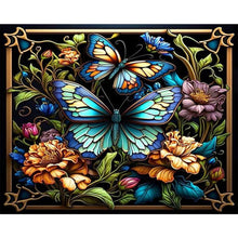 Load image into Gallery viewer, Stained Glass Butterfly 50*40CM(Picture) Full Round Drill Diamond Painting
