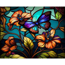 Load image into Gallery viewer, Stained Glass Butterfly 50*40CM(Picture) Full Round Drill Diamond Painting
