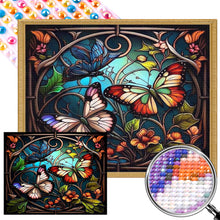 Load image into Gallery viewer, Stained Glass Butterfly 50*40CM(Picture) Full Round Drill Diamond Painting
