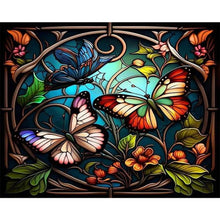 Load image into Gallery viewer, Stained Glass Butterfly 50*40CM(Picture) Full Round Drill Diamond Painting
