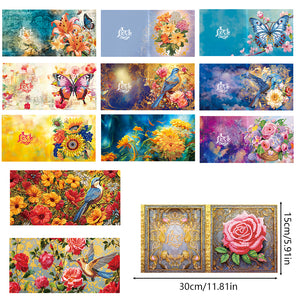 Christmas Crystal Rhinestone Embroidery Cards Kits (Bird Flower x12 PCS Set