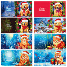 Load image into Gallery viewer, Christmas Crystal Rhinestone Embroidery Cards Kits (Xmas Cat Dog x 8 PCS Set)
