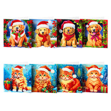 Load image into Gallery viewer, Christmas Crystal Rhinestone Embroidery Cards Kits (Xmas Cat Dog x 8 PCS Set)
