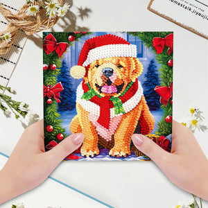 Christmas Crystal Rhinestone Embroidery Cards Kits (Xmas Cat Dog x 8 PCS Set)