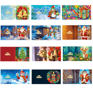 Christmas Crystal Rhinestone Embroidery Cards Kits (Xmas Vibes x 12 PCS Set)