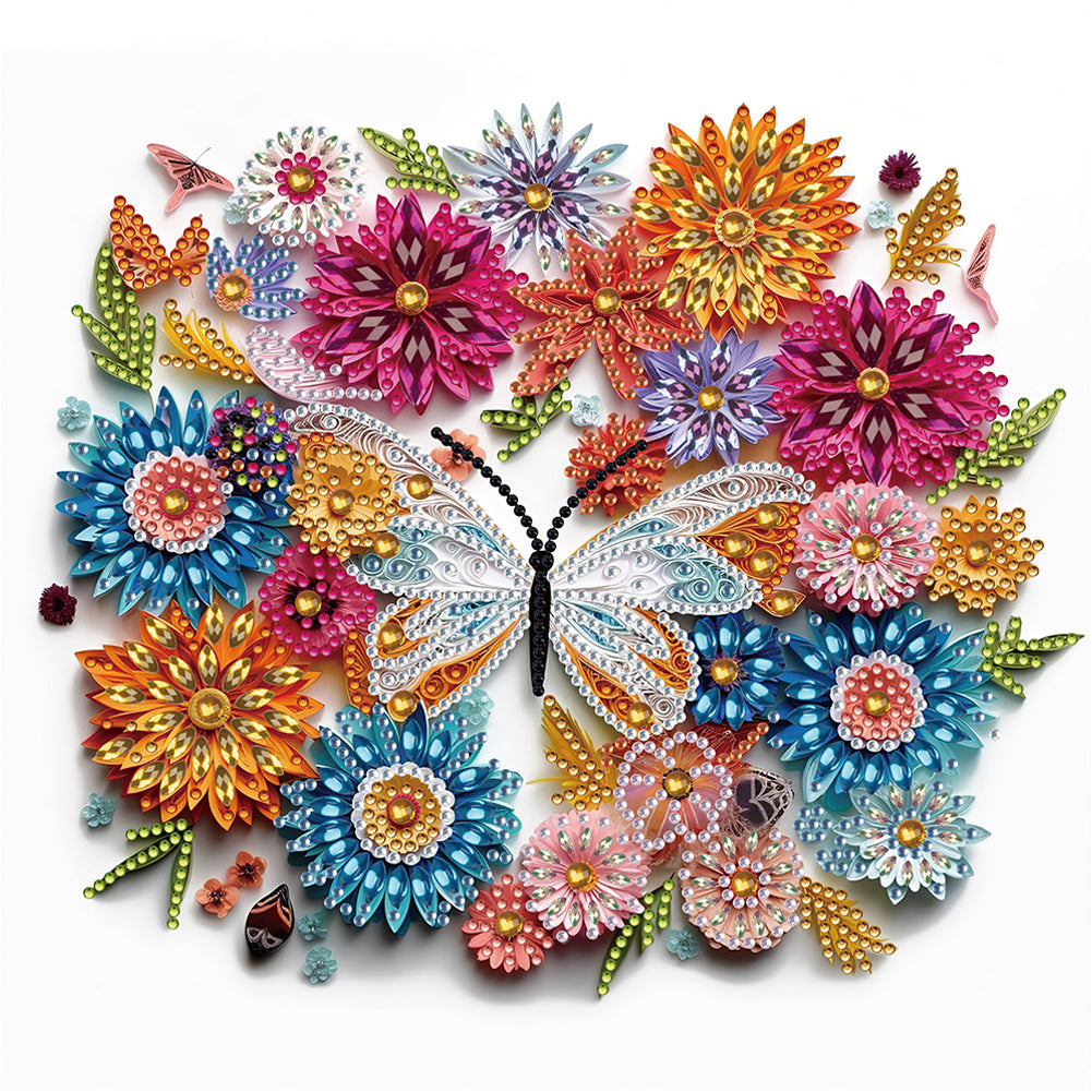 Butterfly Wreath Paper Painting 30*30CM(Canvas) Partial Special Shaped Drill Diamond Painting