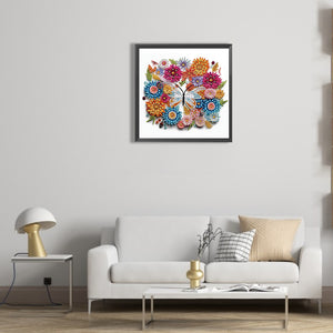 Butterfly Wreath Paper Painting 30*30CM(Canvas) Partial Special Shaped Drill Diamond Painting