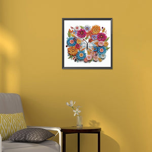 Butterfly Wreath Paper Painting 30*30CM(Canvas) Partial Special Shaped Drill Diamond Painting