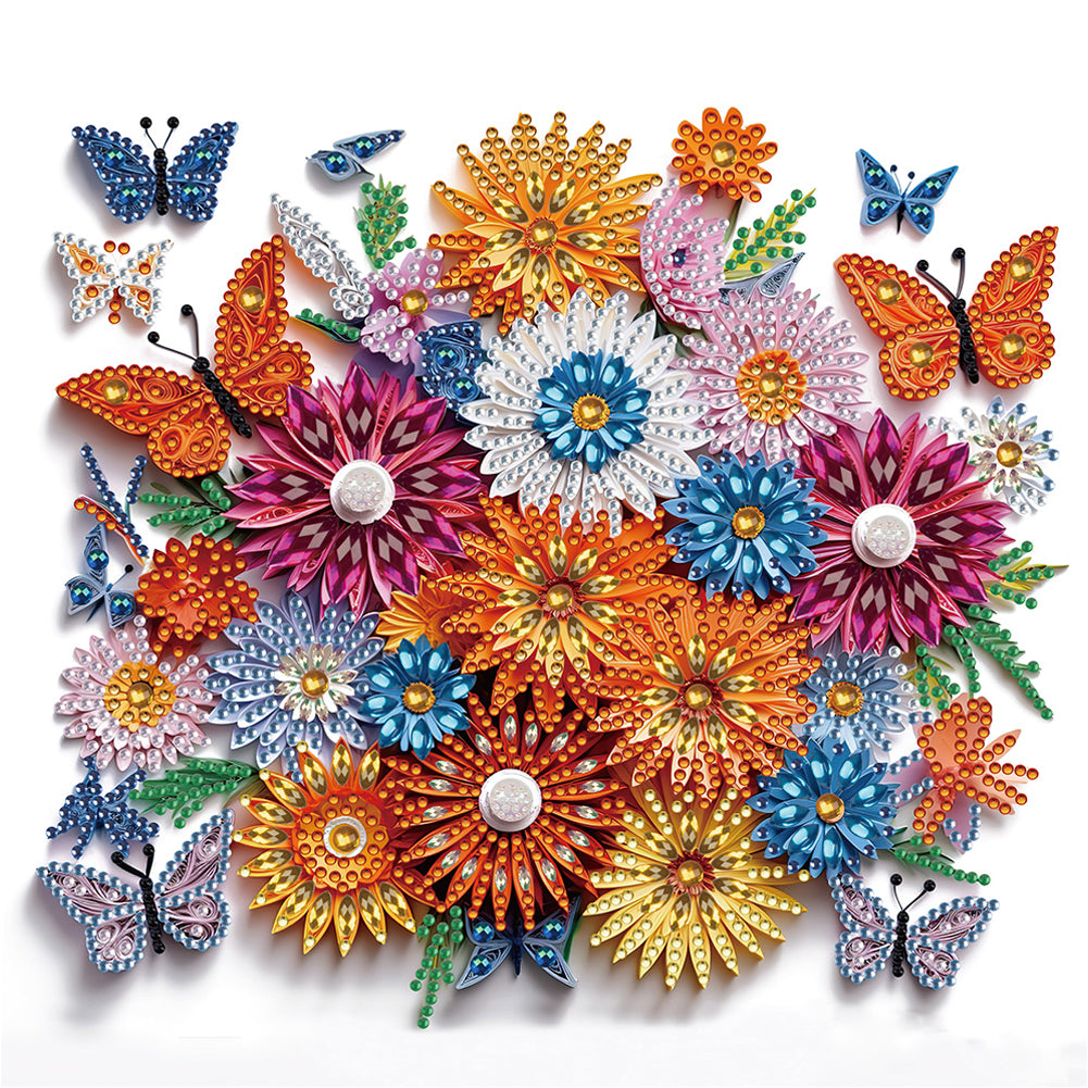 Butterfly Wreath Paper Painting 30*30CM(Canvas) Partial Special Shaped Drill Diamond Painting