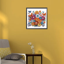 Load image into Gallery viewer, Butterfly Wreath Paper Painting 30*30CM(Canvas) Partial Special Shaped Drill Diamond Painting
