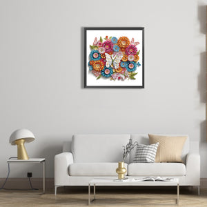 Butterfly Wreath Paper Painting 30*30CM(Canvas) Partial Special Shaped Drill Diamond Painting