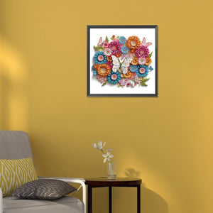 Butterfly Wreath Paper Painting 30*30CM(Canvas) Partial Special Shaped Drill Diamond Painting